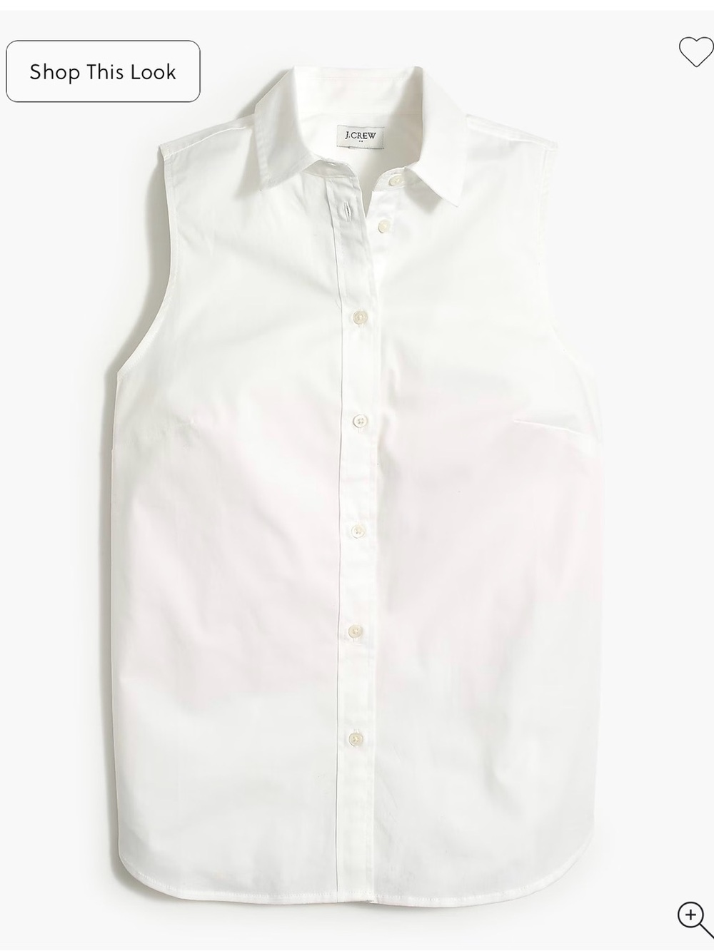 J. Crew White Sleeveless Cotton Button-Down Shirt NWT